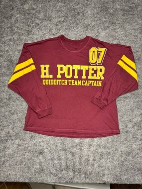 H. Potter Maroon Long-Sleeve Quidditch Team Captain Shirt